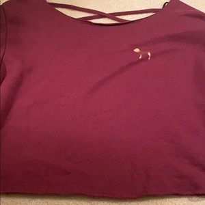 PINK Maroon Crop Long Sleeve